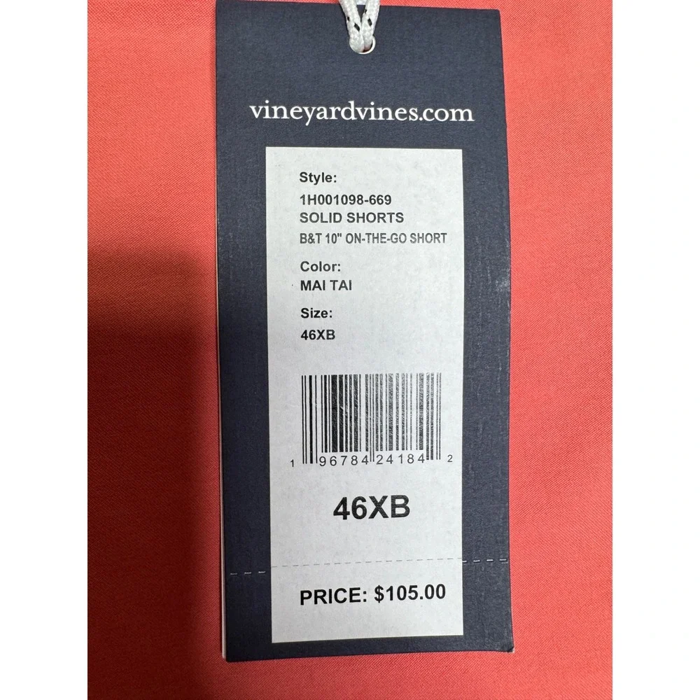 NWT Vineyard Vines On-The-Go Shorts Mens 46B Mai Tai Pink 10 Inch Performance